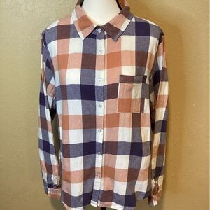 Disney Mickey Mouse and Friends Flannel Long Sleeve Button‎ Up Shirt, Size Large